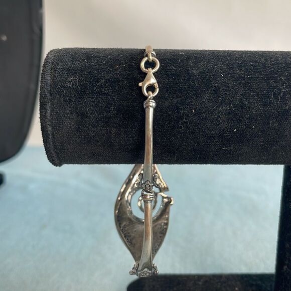 Handcrafted 925 Hammered Spiral Bracelet - Picture 3 of 5